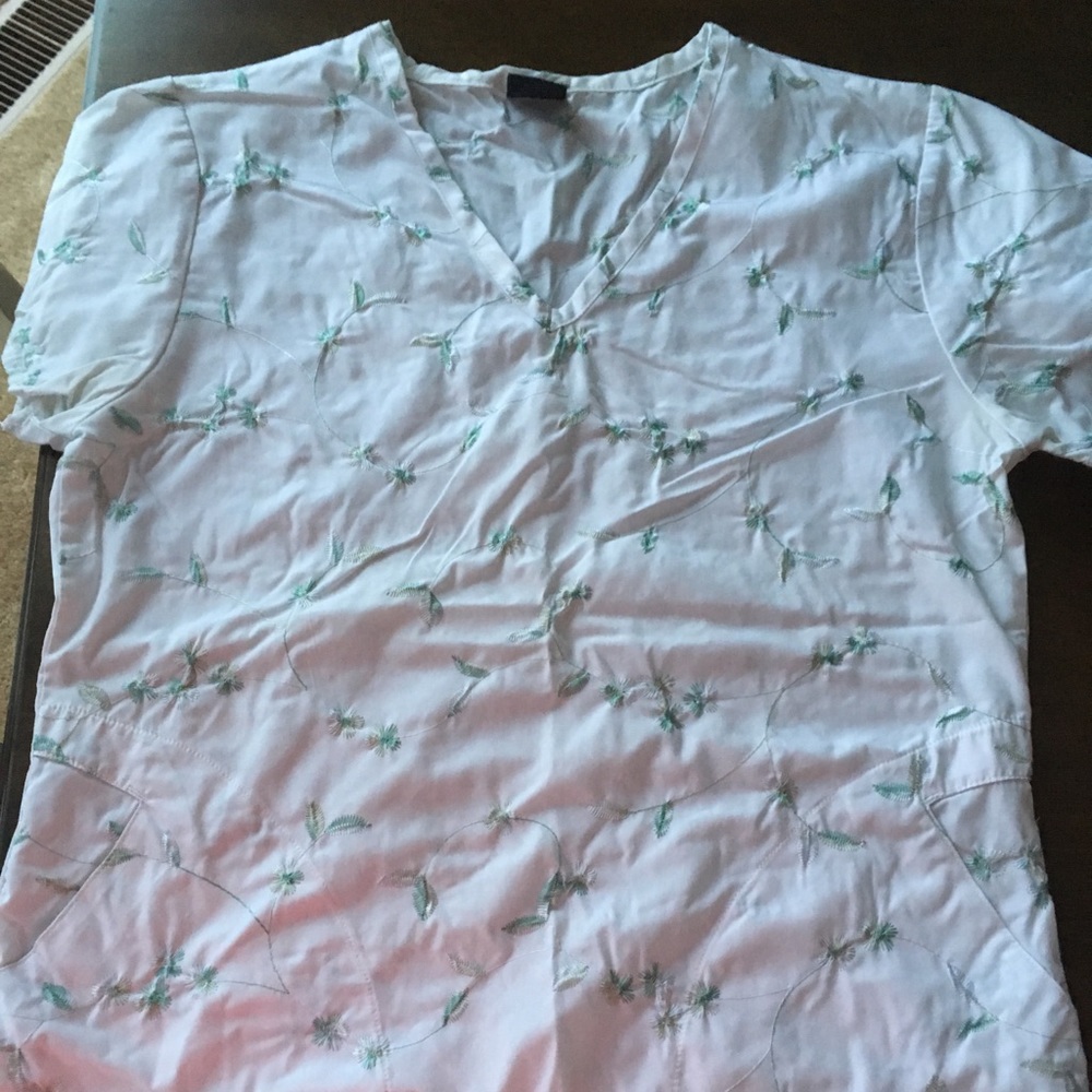 White w/ Green floral pattern